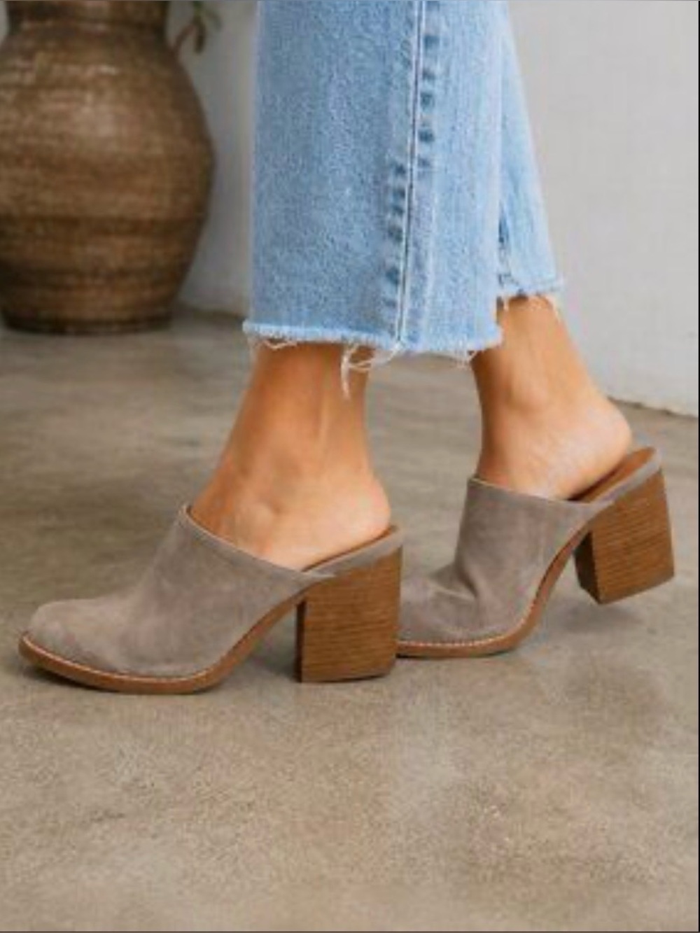 Jeffrey Campbell Shoes Taupe Gray Suede Mules Favela Women’s 6.5 Block Heel